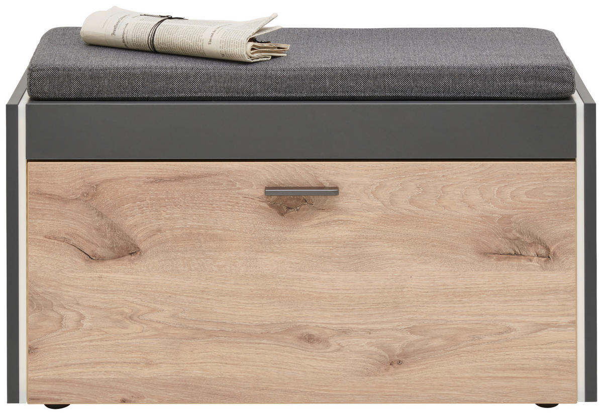 GARDEROBENBANK  in 86/43/37 cm  - Eichefarben/Grau, Design, Holzwerkstoff/Kunststoff (86/43/37cm) - Hom`in
