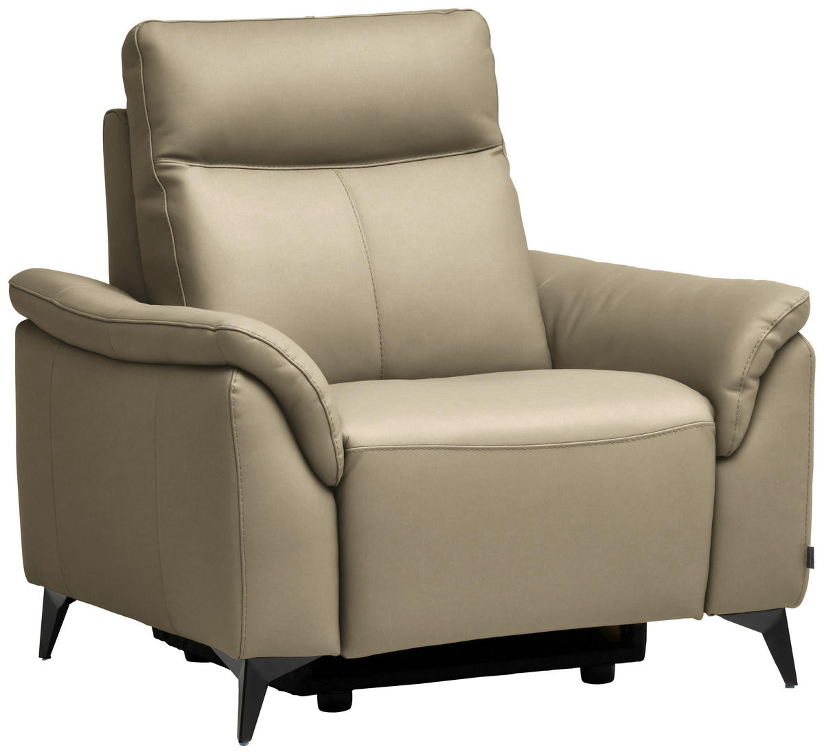 SESSEL in Echtleder Ecru  - Ecru/Schwarz, Design, Leder/Metall (107/105/98cm) - Belluti