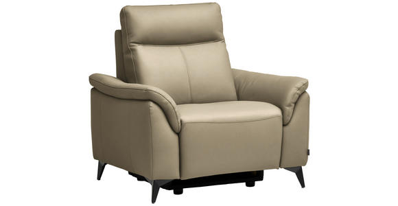 SESSEL in Echtleder Ecru  - Ecru/Schwarz, Design, Leder/Metall (107/105/98cm) - Belluti