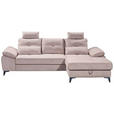 ECKSOFA Rosa Mikrovelours  - Chromfarben/Schwarz, KONVENTIONELL, Kunststoff/Textil (270/170cm) - Carryhome