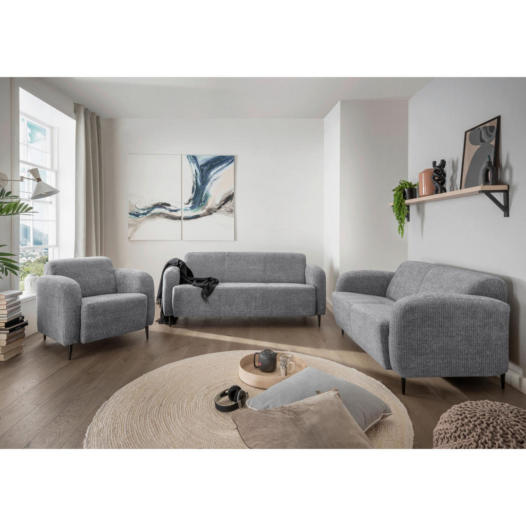 Thumbnail - Livetastic 2-Sitzer-Sofa, Grau, Textil, Uni, 140x76x90 cm, Made in EU, Typenauswahl, Stoffauswahl, Rücken echt, Armteil ...