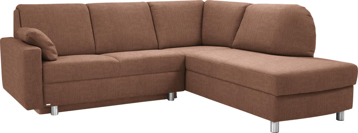 ECKSOFA in Chenille Braun  227/208 cm  - Alufarben/Braun, KONVENTIONELL, Textil/Metall (227/208cm) - Sedda