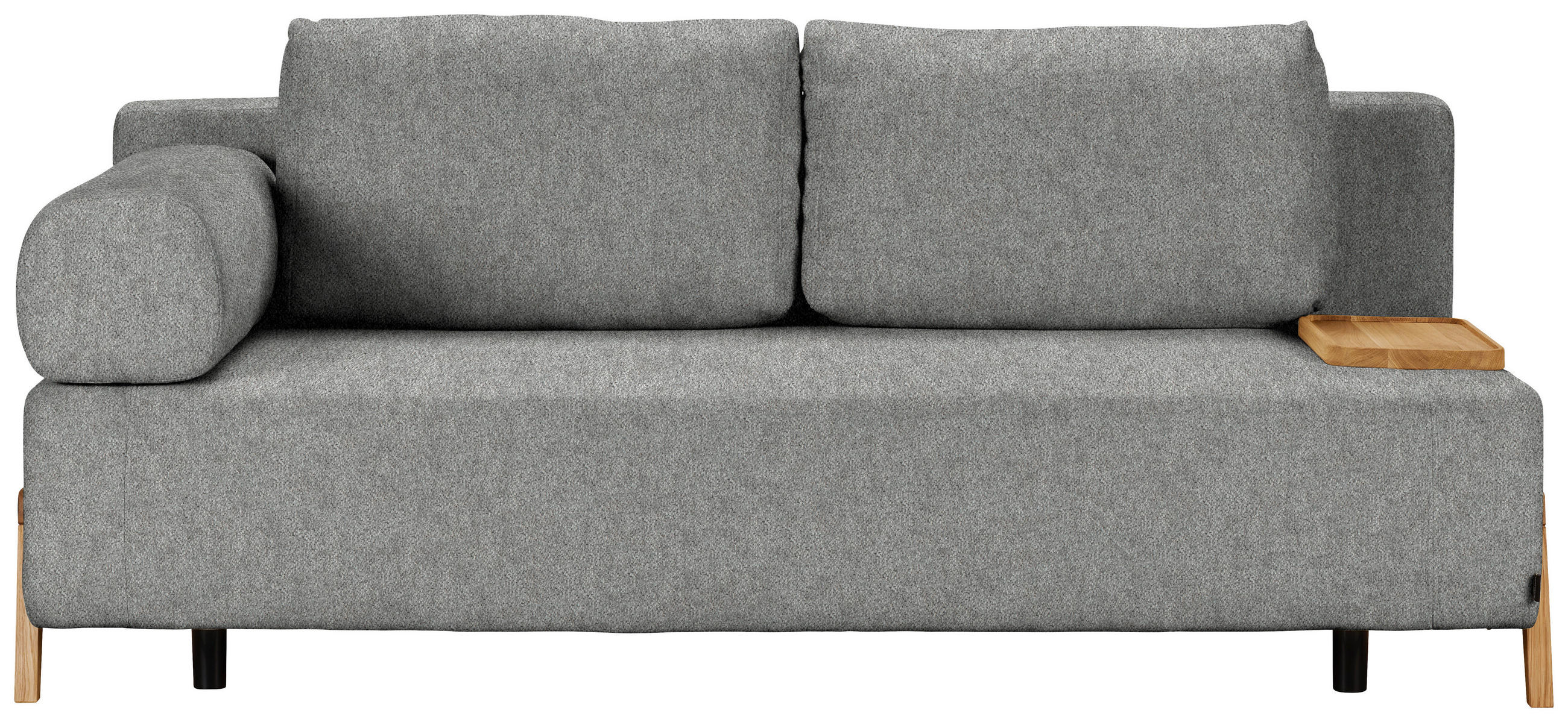 SCHLAFSOFA Chenille Grau  - Naturfarben/Grau, Design, Holz/Textil (211/88/102cm) - Niels Andersson