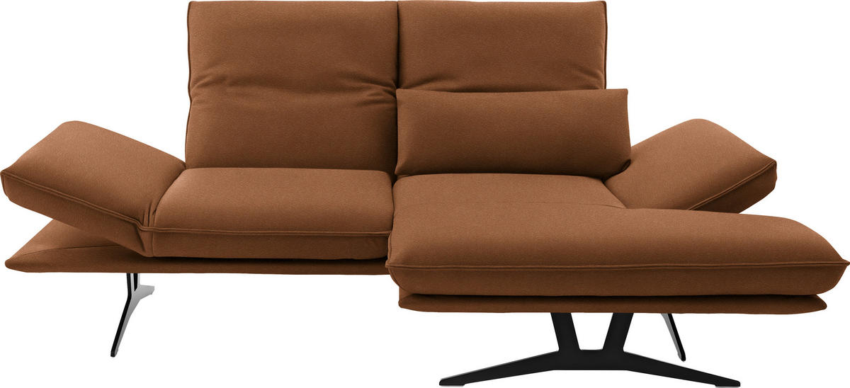 ECKSOFA in Echtleder Hellbraun  - Hellbraun/Schwarz, Design, Leder/Metall (210/130cm) - Dieter Knoll