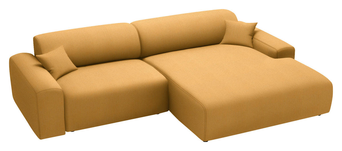 ECKSOFA in Velours, Feincord Gelb  - Gelb/Schwarz, Design, Kunststoff/Textil (292/178cm) - Livetastic