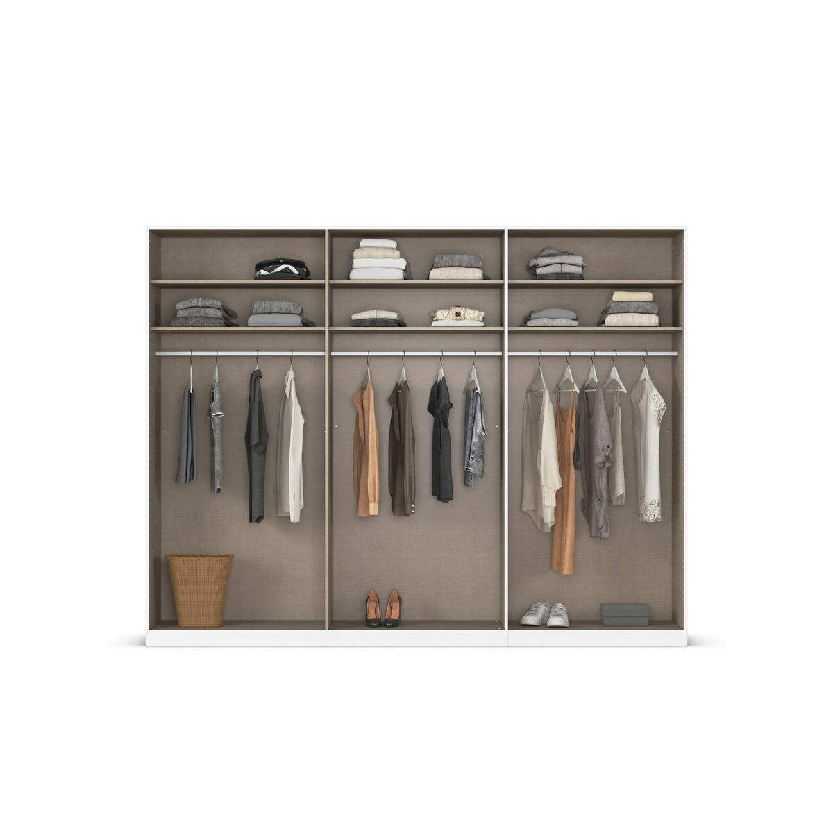 DREHTÜRENSCHRANK 301/223/61 cm,  in Champagner, 6-türig  - Champagner, Basics, Glas/Holzwerkstoff (301/223/61cm) - Novel