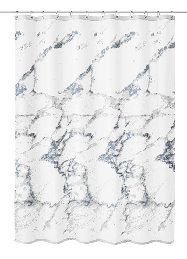 KOPALNIŠKA ZAVESA  MARBLE     180/200 cm        bela  - bela, Basics, umetna masa/tekstil (180/200cm) - Kleine Wolke