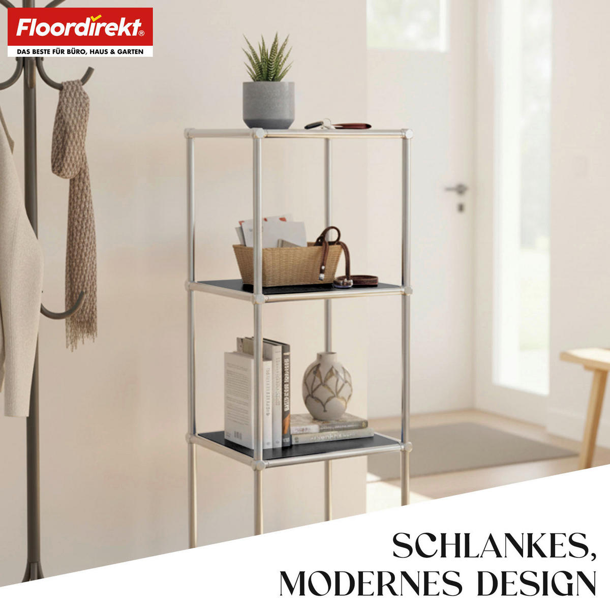 STANDREGAL Schwarz Hochglanz  - Schwarz Hochglanz, Basics, Metall (30/89/30cm) - Floordirekt