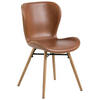 STUHL Lederlook Braun, Eichefarben Eiche massiv  - Eichefarben/Creme, Trend, Holz/Textil (47/82,5/56cm)