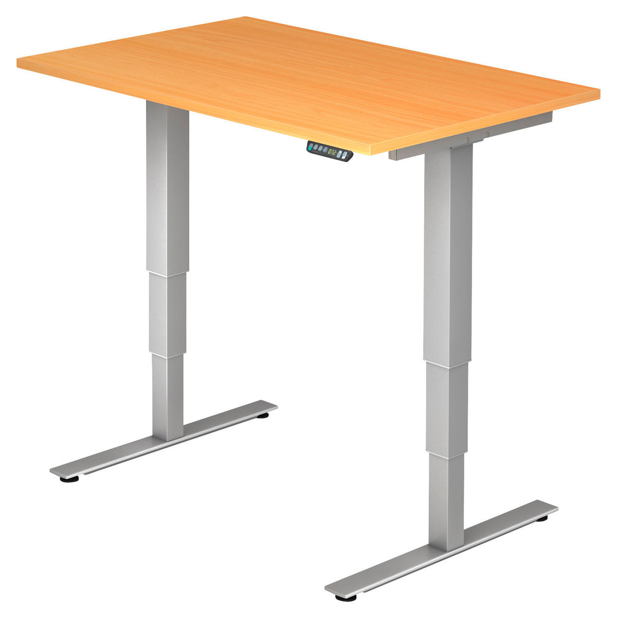 SCHREIBTISCH 120/80/63,5-128,5 cm  in Silberfarben, Buchefarben  - Silberfarben/Buchefarben, KONVENTIONELL, Holzwerkstoff/Metall (120/80/63,5-128,5cm) - Venda
