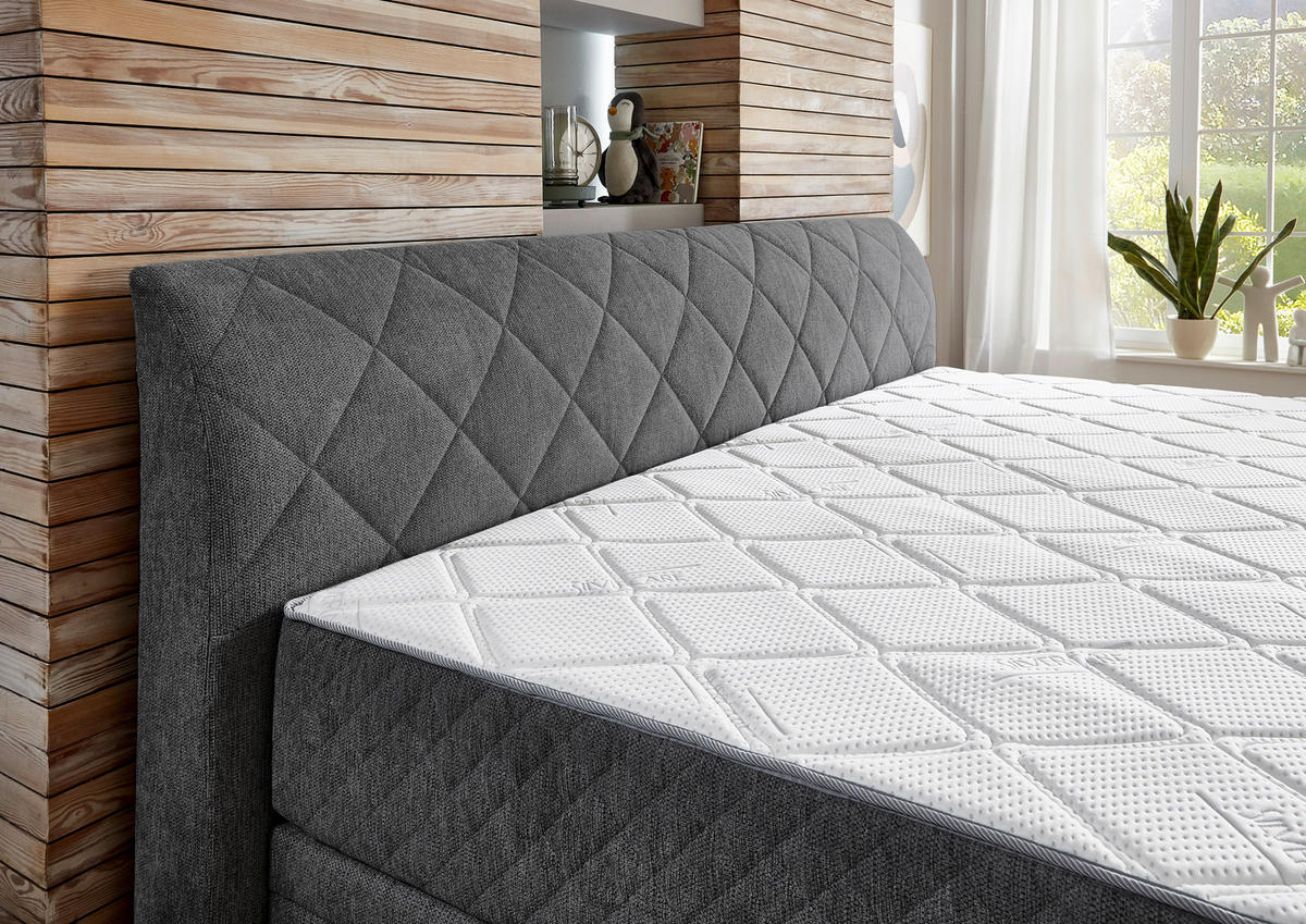 FAMILIENBETT - Chromfarben/Anthrazit, KONVENTIONELL, Kunststoff/Textil (240/200cm) - Boxxx