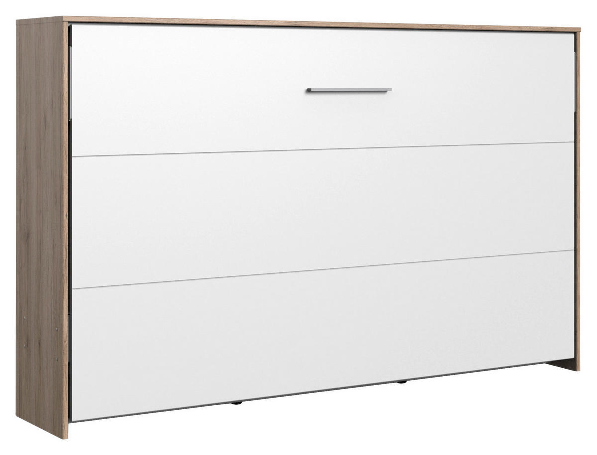 SCHRANKBETT 120/200 cm Weiss, Eichefarben  - Weiss/Eichefarben, Konventionell, Holz/Holzwerkstoff (120/200cm) - MID.YOU
