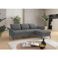 ECKSOFA Grau Flachgewebe Sitztiefenverstellung  - Schwarz/Grau, KONVENTIONELL, Textil/Metall (264/198cm) - Sit & More