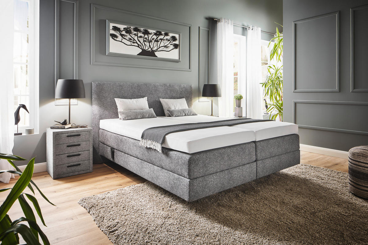 BOXSPRINGBETT 180/200 cm  in Grau  - Grau, Konventionell, Holz/Textil (180/200cm) - Dieter Knoll