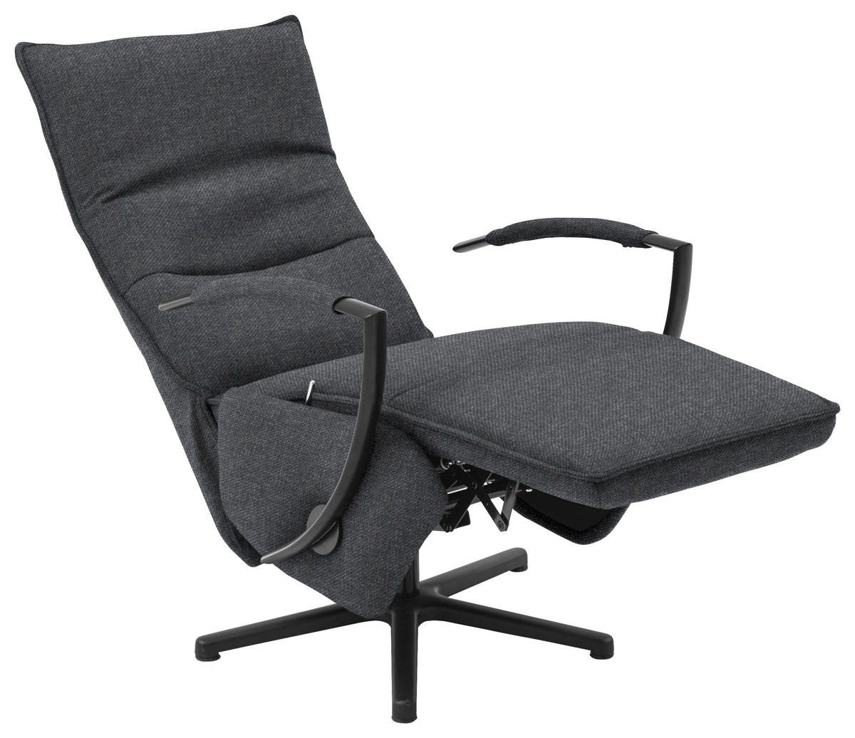 RELAXSESSEL in Textil Anthrazit, Schwarz  - Anthrazit/Schwarz, Design, Textil/Metall (66/110-114/84cm) - Moderano
