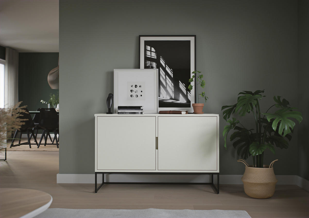 KOMMODE Lipp  in 118/76/43 cm  - Schwarz/Weiß, Design, Holzwerkstoff/Metall (118/76/43cm)