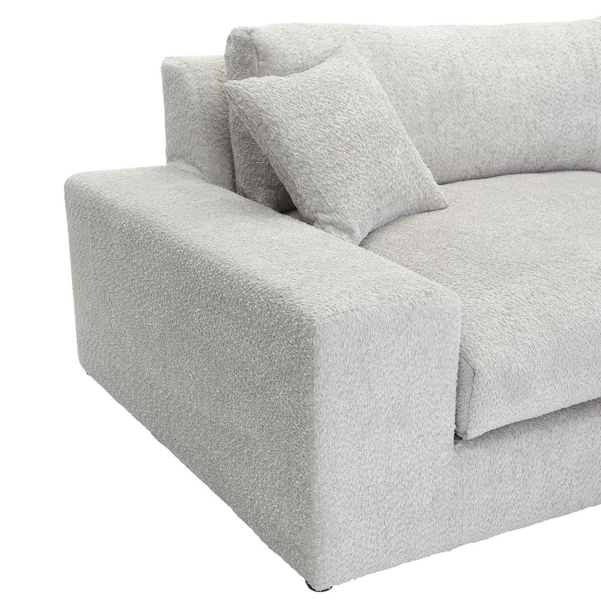 BIGSOFA Struktur, Bouclé Greige  - Greige/Schwarz, MODERN, Kunststoff/Textil (240/76/125cm) - Landscape