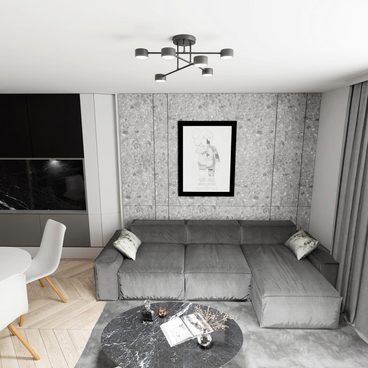 DECKENLEUCHTE 60/60/20 cm  - Schwarz, Design, Metall (60/60/20cm)