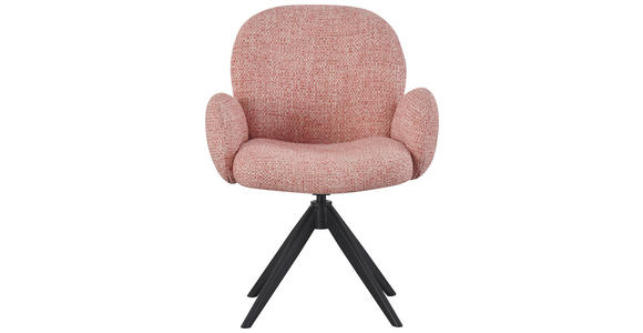 ARMLEHNSTUHL in Eisen Webstoff - Schwarz/Rosa, Design, Textil/Metall (63/87/65cm) - Novel