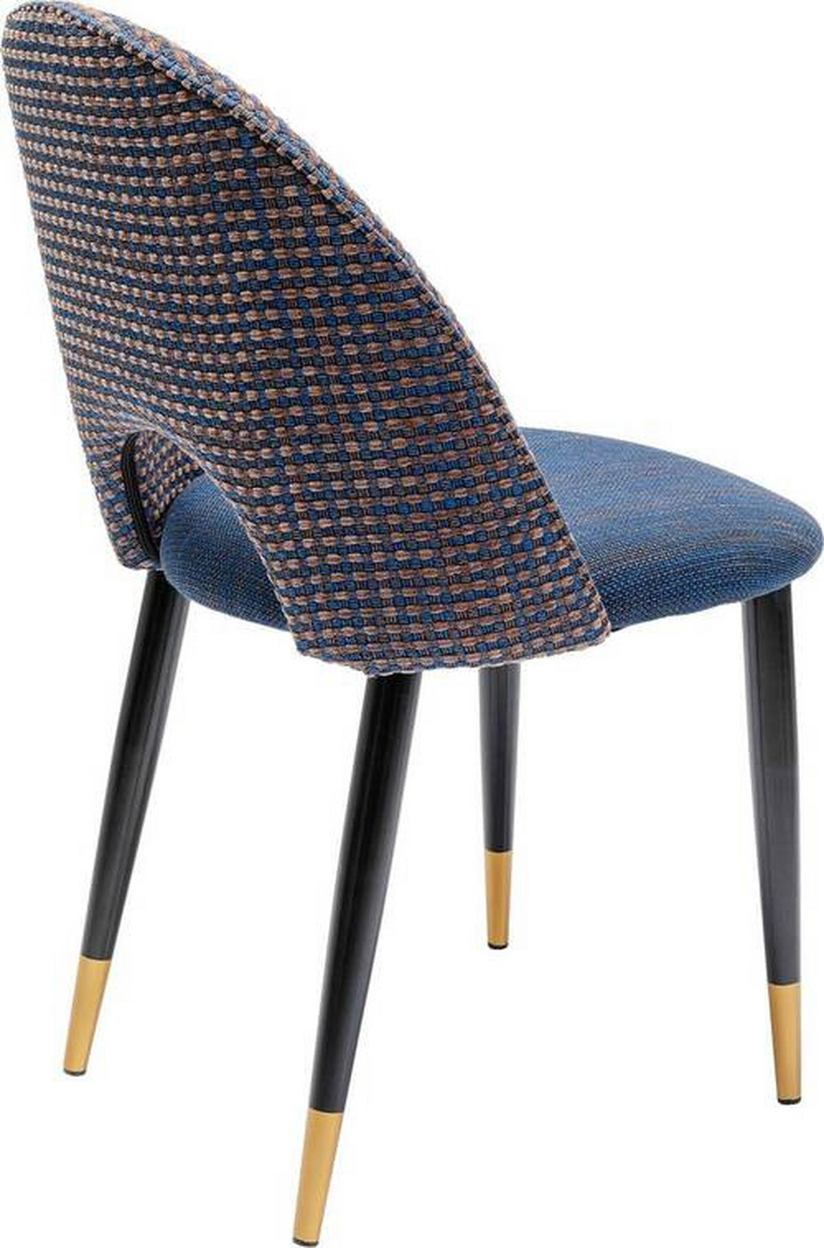 STUHL Webstoff Blau, Schwarz, Goldfarben  - Blau/Goldfarben, Design, Textil/Metall (49/84/54cm) - Kare-Design