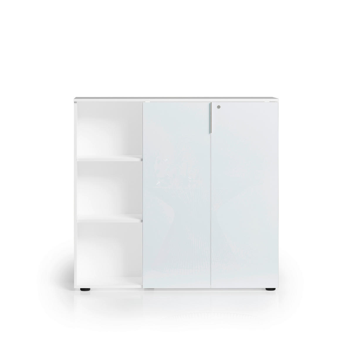 SIDEBOARD  120/113/34 cm  - Alufarben/Schwarz, Design, Glas/Holzwerkstoff (120/113/34cm) - Stylife