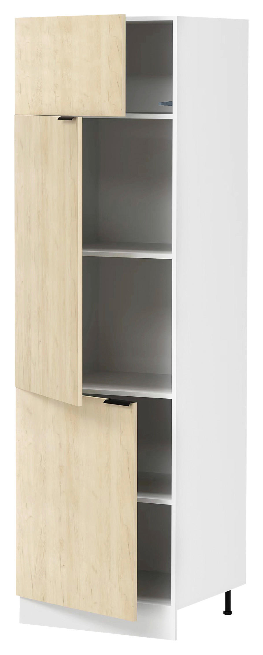 GESCHIRRSCHRANK 60/207/57 cm  in Weiß, Honigeiche  - Honigeiche/Schwarz, Trend, Holzwerkstoff/Kunststoff (60/207/57cm) - MID.YOU