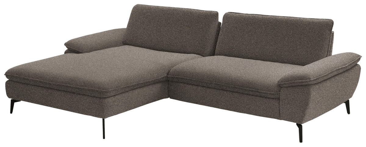 ECKSOFA in Webstoff Braun  - Schwarz/Braun, Design, Textil/Metall (197/295cm) - Valdera
