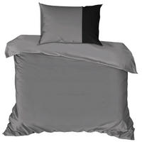 BETTWÄSCHE Renforcé 155/220 cm  - Schwarz/Grau, Basics, Textil (155/220cm)