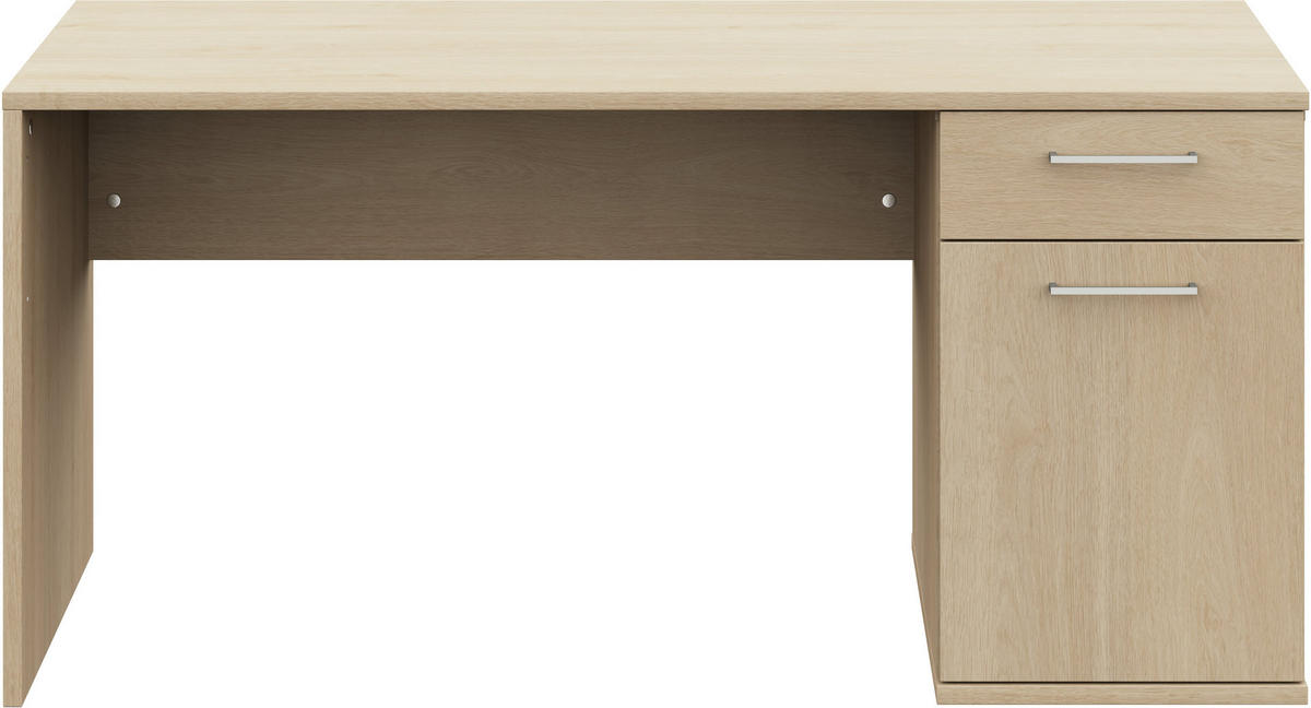 JUGENDSCHREIBTISCH  in Eichefarben  - Edelstahlfarben/Eichefarben, Design, Holzwerkstoff/Metall (150/72/70cm) - Cantus