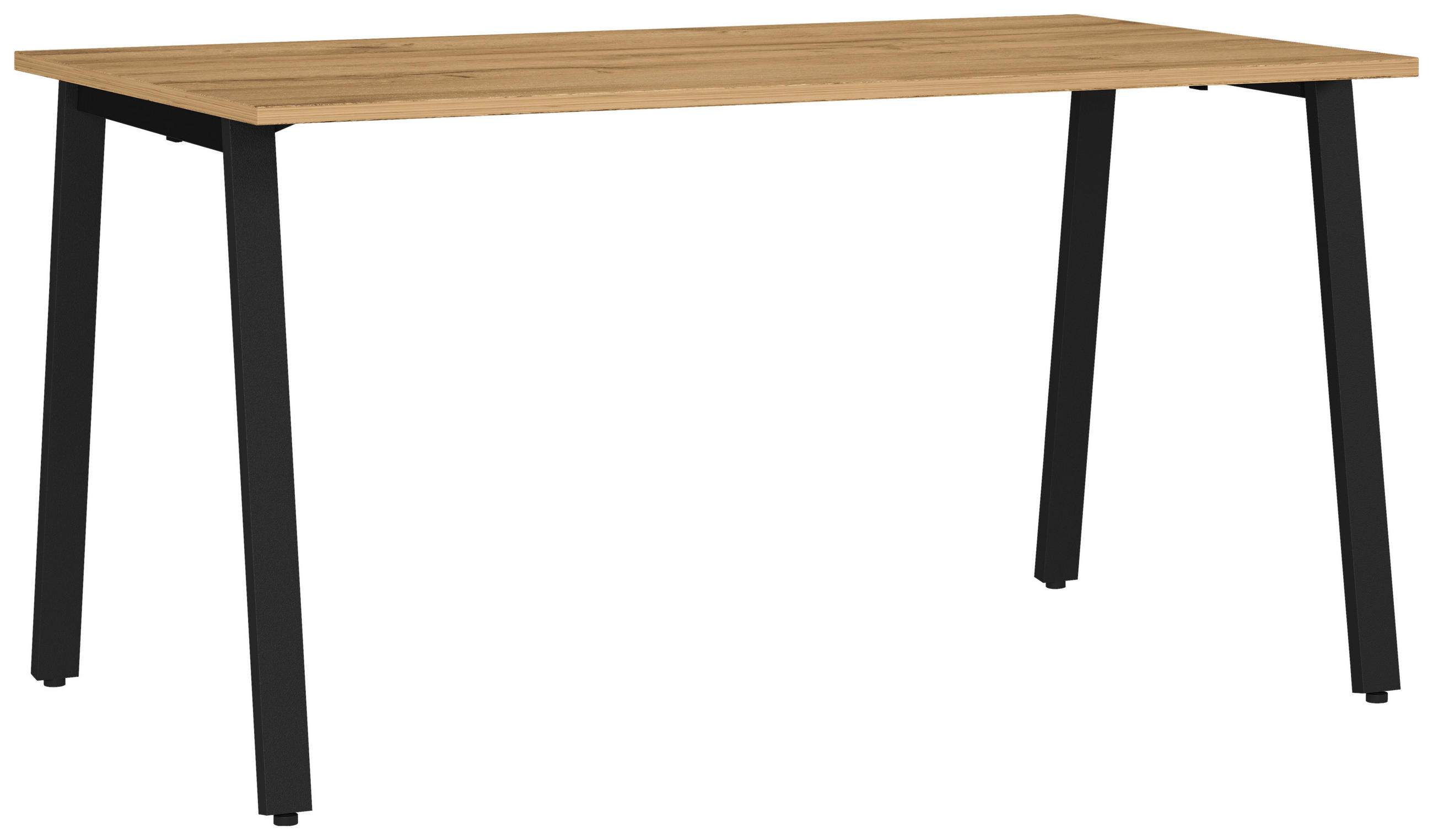 SCHREIBTISCH 140/80/75 cm Schwarz, Eichefarben in verschiedenen Holz-Dekoren erhältlich, justierbare Füße  - Eichefarben/Schwarz, MODERN, Holzwerkstoff/Metall (140/80/75cm) - Novel