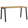 SCHREIBTISCH 140/80/75 cm Schwarz, Eichefarben  - Eichefarben/Schwarz, MODERN, Holzwerkstoff/Metall (140/80/75cm) - Novel