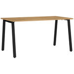 SCHREIBTISCH 140/80/75 cm Schwarz, Eichefarben in verschiedenen Holz-Dekoren erhältlich, justierbare Füße  - Eichefarben/Schwarz, MODERN, Holzwerkstoff/Metall (140/80/75cm) - Novel