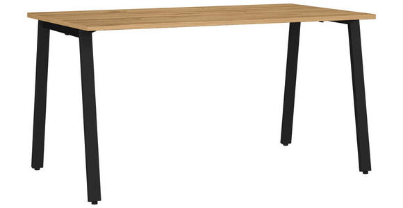 SCHREIBTISCH 140/80/75 cm Schwarz, Eichefarben  - Eichefarben/Schwarz, MODERN, Holzwerkstoff/Metall (140/80/75cm) - Novel
