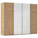SCHWEBETÜRENSCHRANK  in Weiß, Eiche Artisan  - Chromfarben/Weiß, KONVENTIONELL, Glas/Holzwerkstoff (271/235/68cm) - Novel