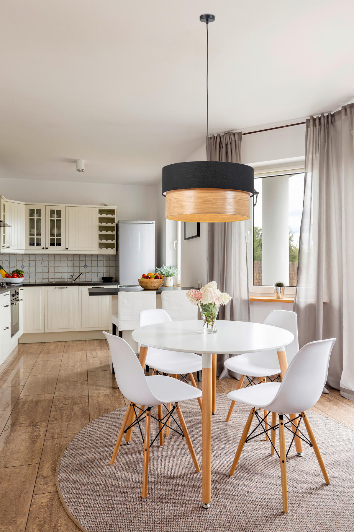 ZÁVĚSNÉ SVÍTIDLO, 45/120 cm  - černá/barvy dubu, Design, kov/dřevo (45/120cm) - Novel