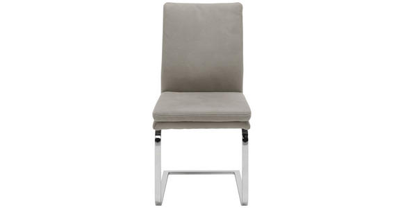 SCHWINGSTUHL in Stahl Mikrofaser - Chromfarben/Ecru, Design, Textil/Metall (47/100/64cm) - Novel