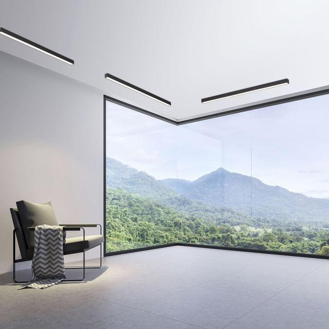 STROPNÉ LED SVIETIDLO, 110/3,8/3,9 cm - antracitová, Design, kov/plast (110/3,8/3,9cm)