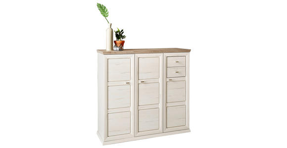 SCHUHSCHRANK Grau, Weiß - Weiß/Grau, LIFESTYLE, Holzwerkstoff/Kunststoff (133,4/123,2/42,5cm) - Hom`in