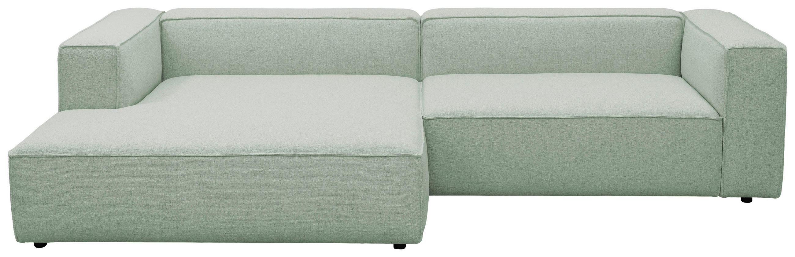 ECKSOFA Mintgrün Chenille Rücken echt  - Schwarz/Mintgrün, MODERN, Kunststoff/Textil (185/296cm) - Hom`in