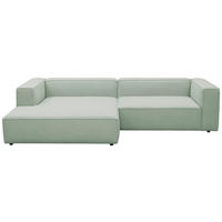 ECKSOFA Mintgrün Chenille Rücken echt  - Schwarz/Mintgrün, MODERN, Kunststoff/Textil (185/296cm) - Hom`in