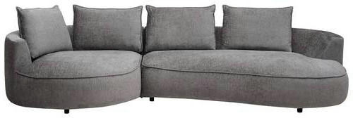 BIGSOFA Chenille Grau  - Schwarz/Grau, Design, Kunststoff/Textil (154/82/322cm) - home24