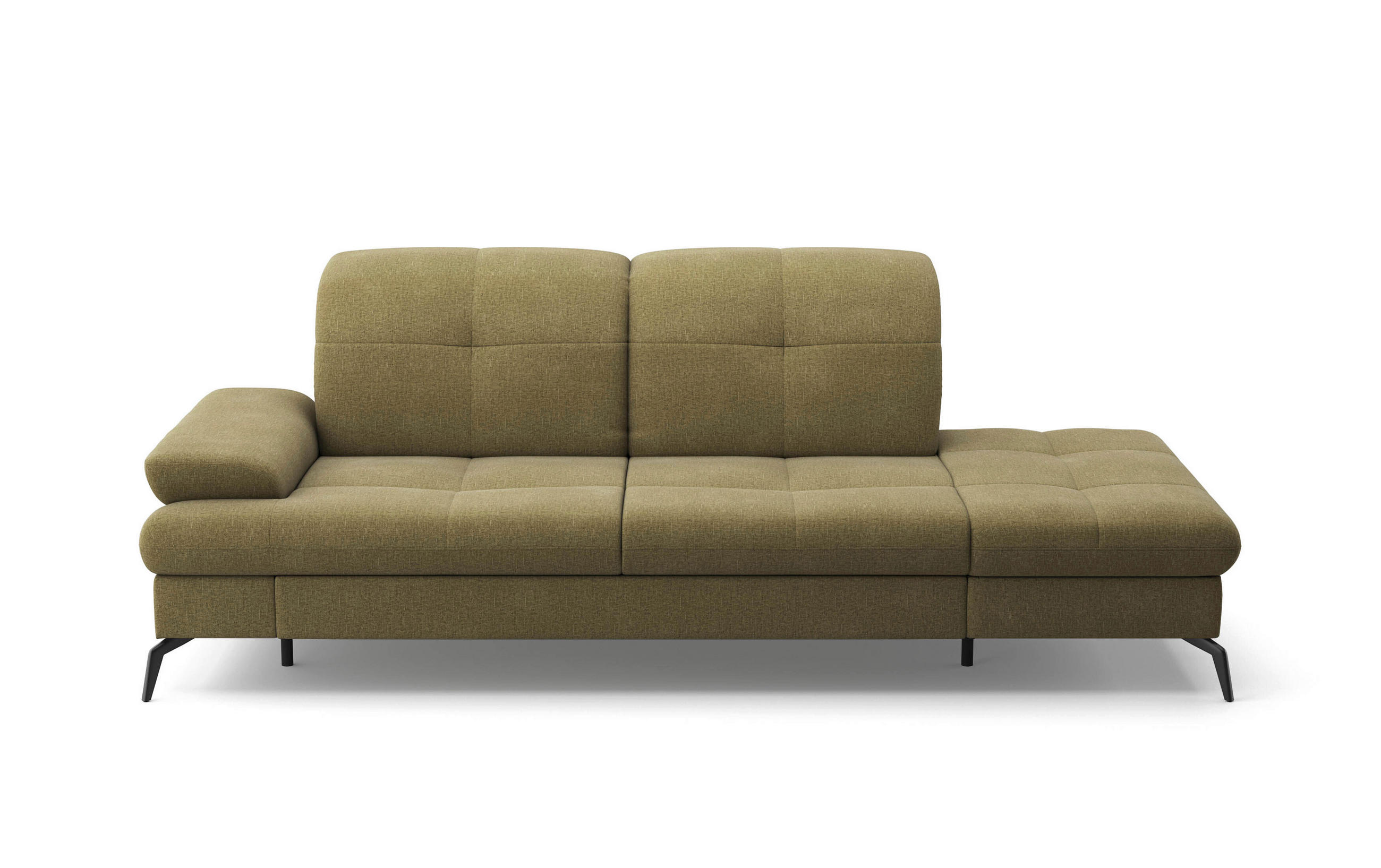 RÉCAMIERE Olivgrün Flachgewebe  - Schwarz/Olivgrün, KONVENTIONELL, Textil/Metall (231/90/122cm) - Sit & More