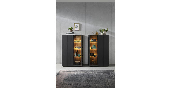 HIGHBOARD 86/138/39 cm - Anthrazit/Schwarz, Natur, Glas/Holz (86/138/39cm) - Valnatura