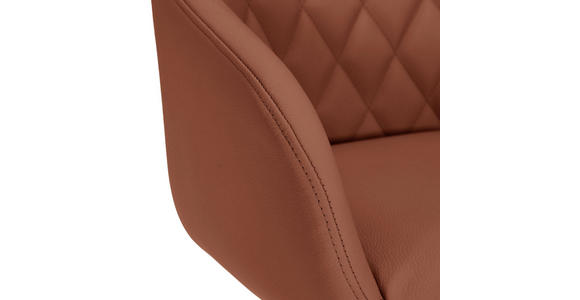 ARMLEHNSTUHL  Typenauswahl, Sitzfläche 360° drehbar, automatische Rückholfunktion  Echtleder  - Cognac/Naturfarben, Design, Leder/Holz (60/83/65cm) - Landscape