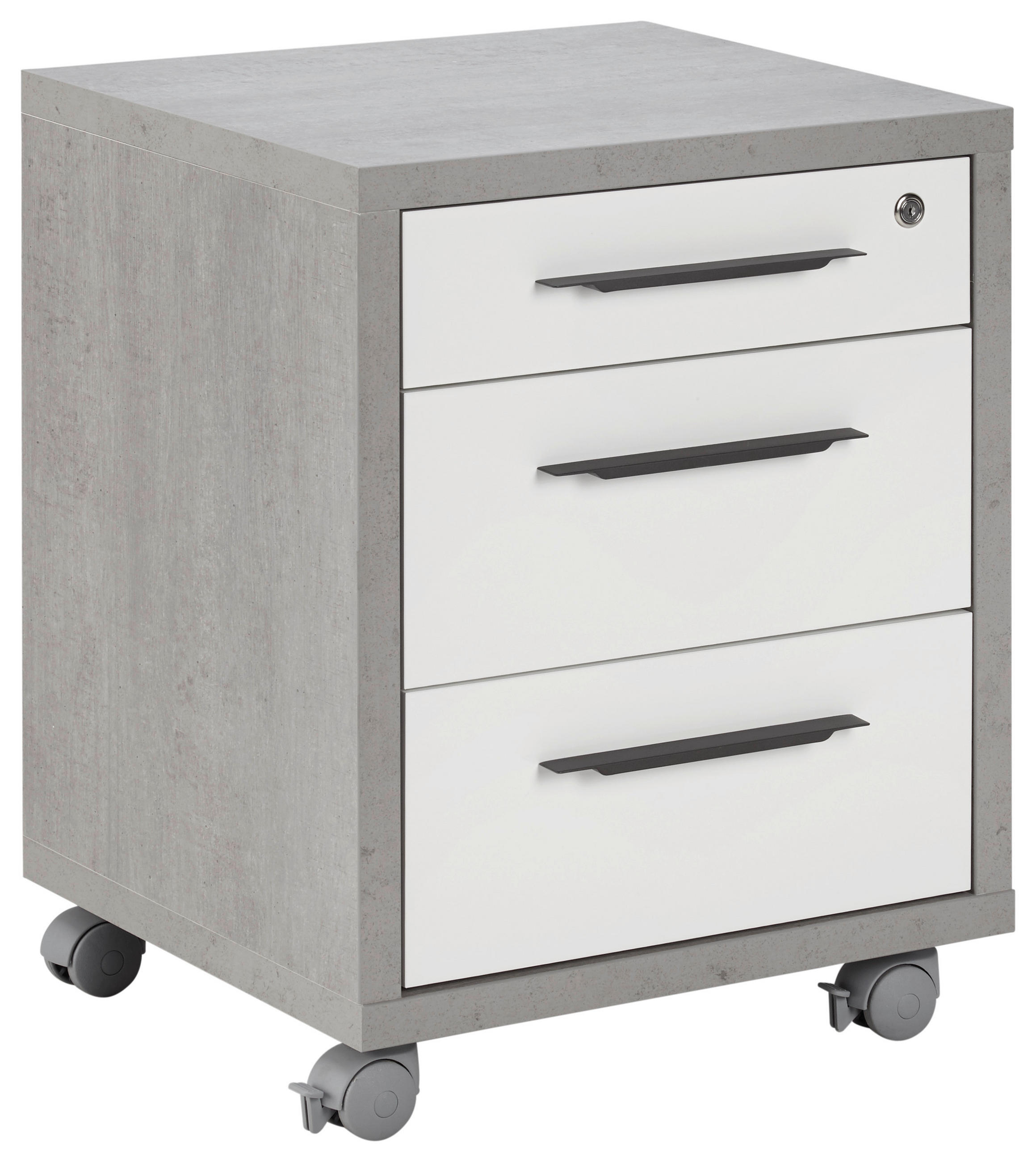 KONTAJNER NA KOLIESKACH, 47/63/45 cm - sivá/biela, Modern, kov/kompozitné drevo (47/63/45cm) - Carryhome