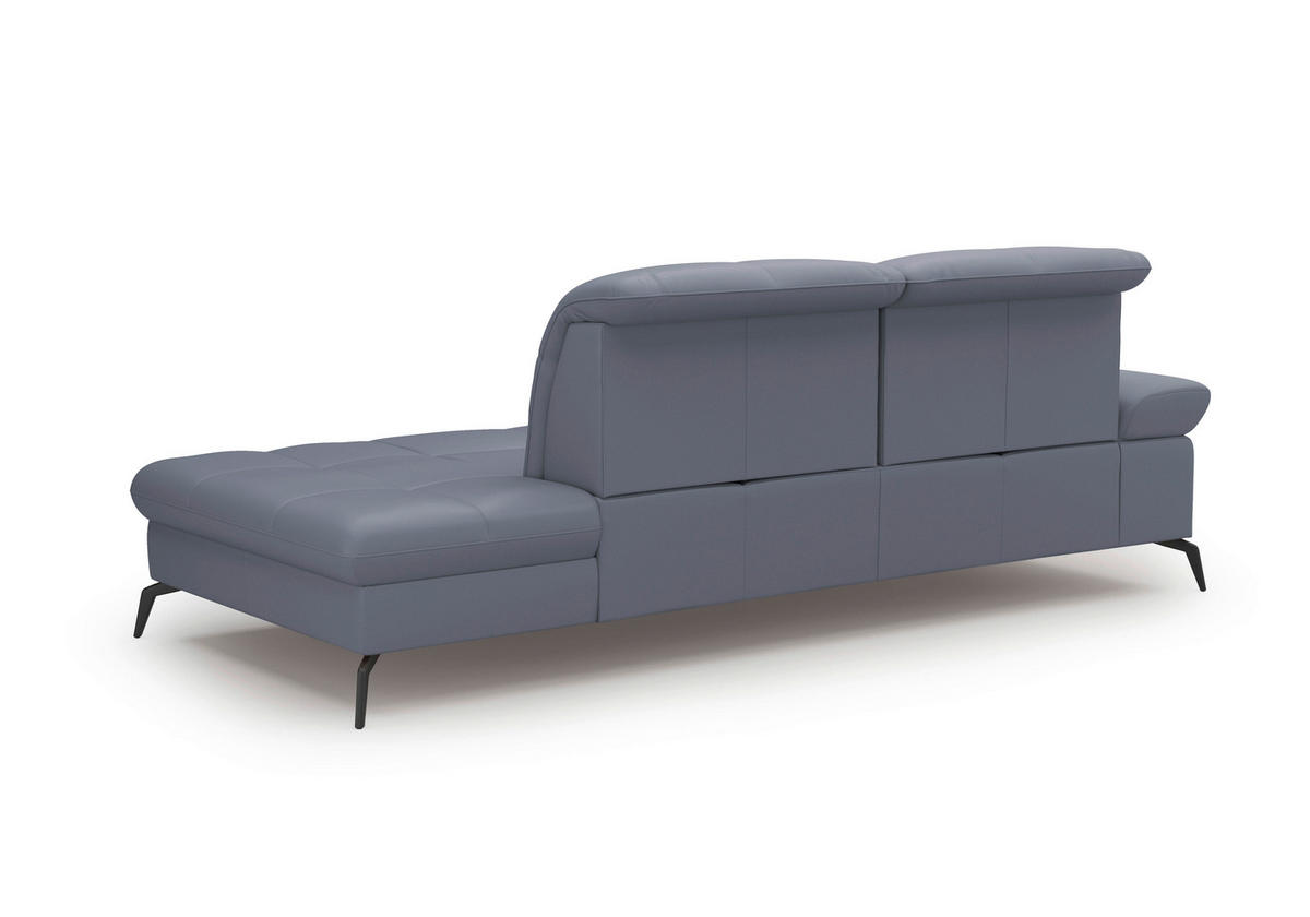 RÉCAMIERE in Echtleder Graublau  - Graublau/Schwarz, Konventionell, Leder/Metall (231/90/122cm) - Sit & More