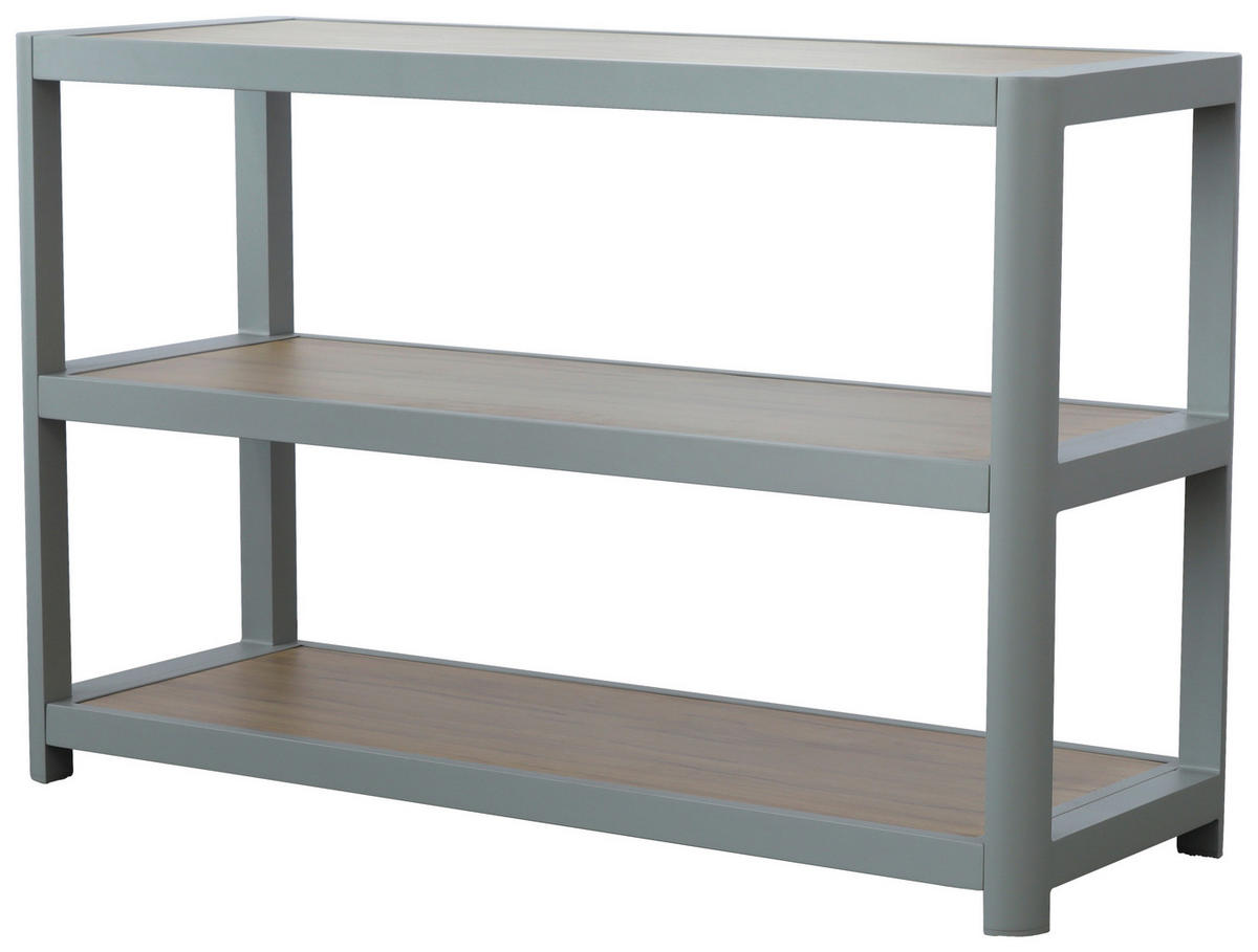 REGAL Hellgrau, Teakfarben  - Hellgrau/Teakfarben, Design, Metall (135,5/87,5/48.5cm) - Ambia Garden