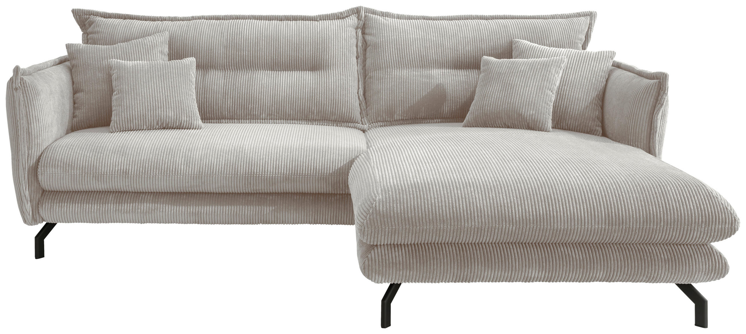 ECKSOFA Silberfarben Cord  - Silberfarben/Schwarz, MODERN, Textil/Metall (255/180cm) - Livetastic