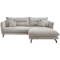 ECKSOFA Silberfarben Cord  - Silberfarben/Schwarz, MODERN, Textil/Metall (255/180cm) - Livetastic