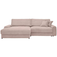 ECKSOFA in Cord Rosa  - Schwarz/Rosa, Modern, Kunststoff/Textil (180/300cm) - Carryhome